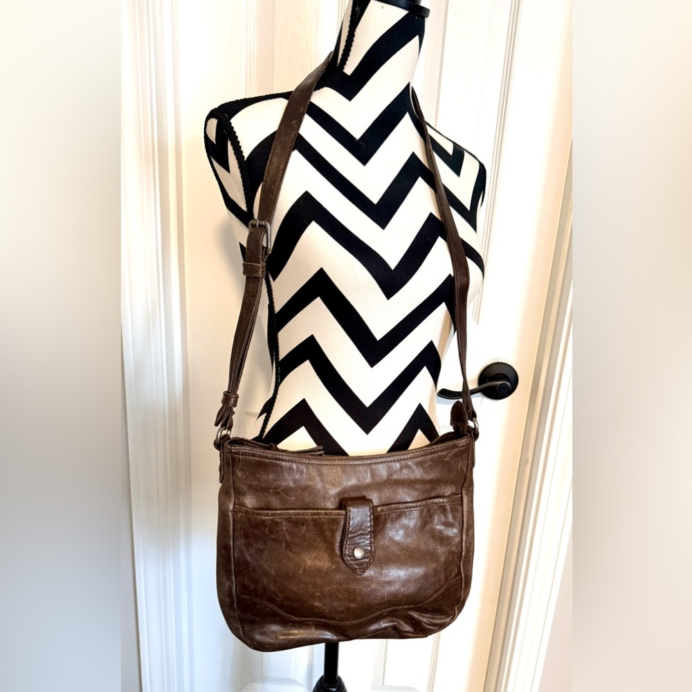 Frye Melissa Button Crossbody Dark Brown Leather Bag